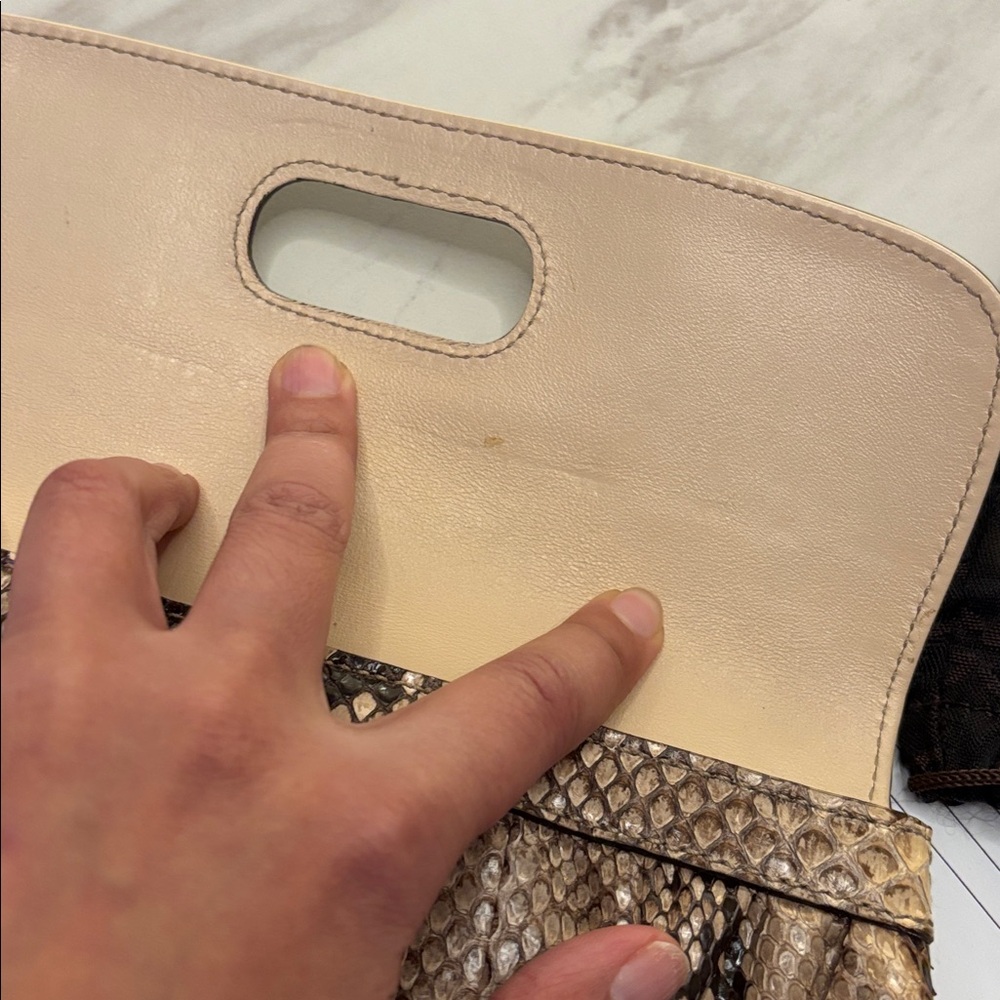 Vintage Gucci brown/beige Python bamboo clutch bag - Picture 14 of 14